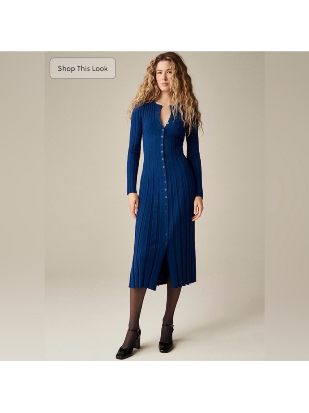 J.CREW Belted Pleated Wool-Blend Sweater Dress - Picture 2 of 7